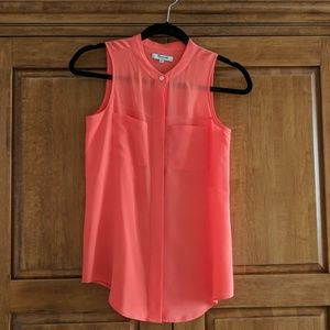 Madewell Coral sheer blouse